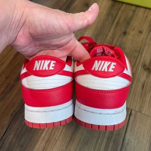 Nike Red and White Low-Top dunk Sneakers women’s 9 - Picture 4 of 10